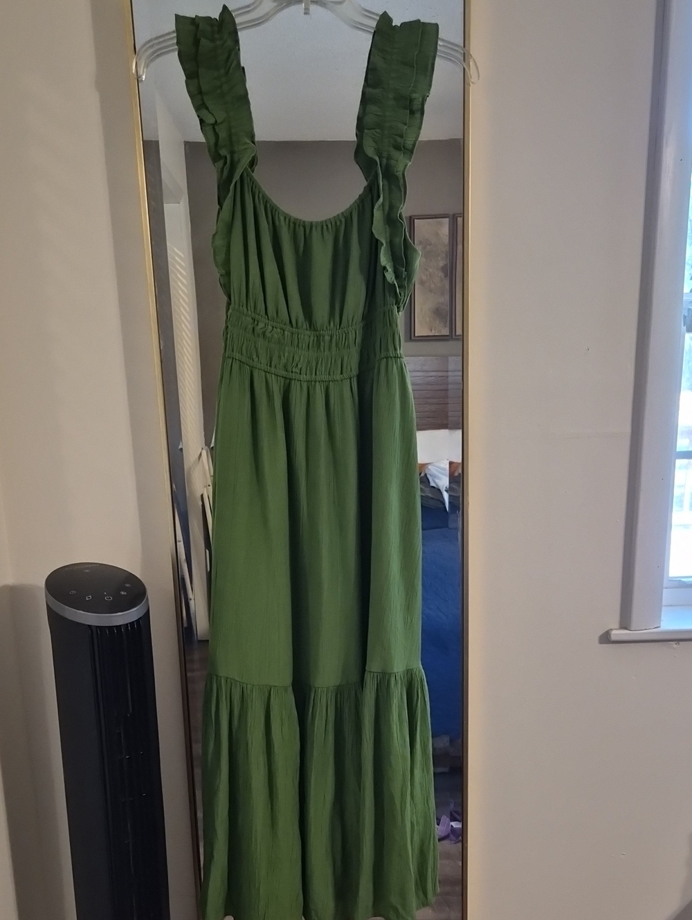 Abercrombie & Fitch Olive Green Ruffle Strap Maxi Dress